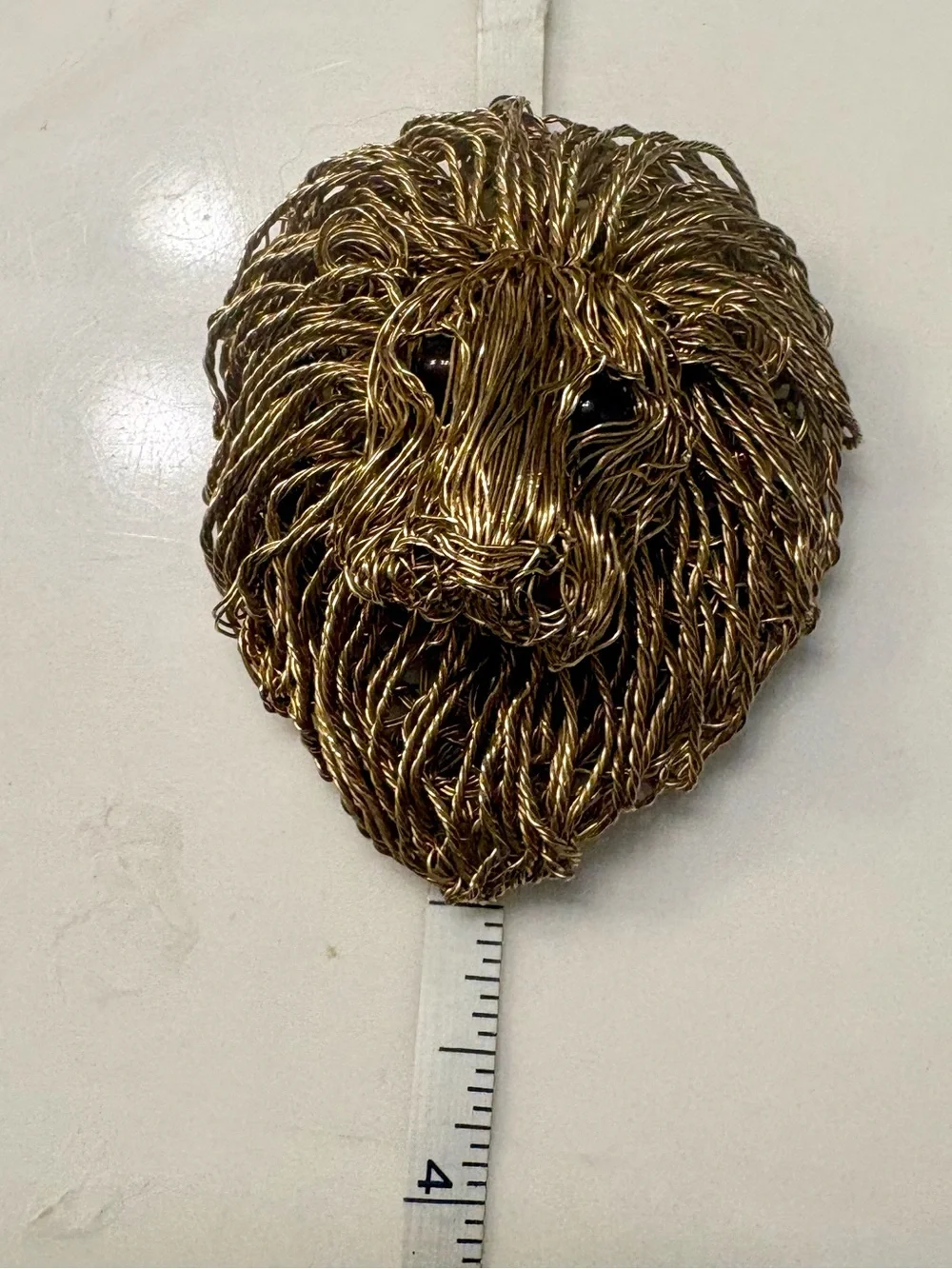 Vintage 10K Yellow Gold Wire Wrapped Lion Brooch Pin Heavy 47.78g Estate Fine